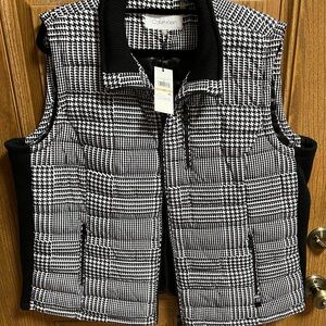 Calvin Klein Black and White Houndstooth Vest